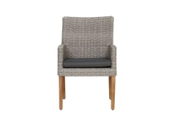 Outlet Kota Landhaussessel, grau-meliert, Alu/Akazie/Polyrattan, 60x65x94 cm, inkl. Auflagen, FSC®-zertifiziertes Produkt Polyrattan-Gartenmöbel|Gartenstühle & Gartensessel