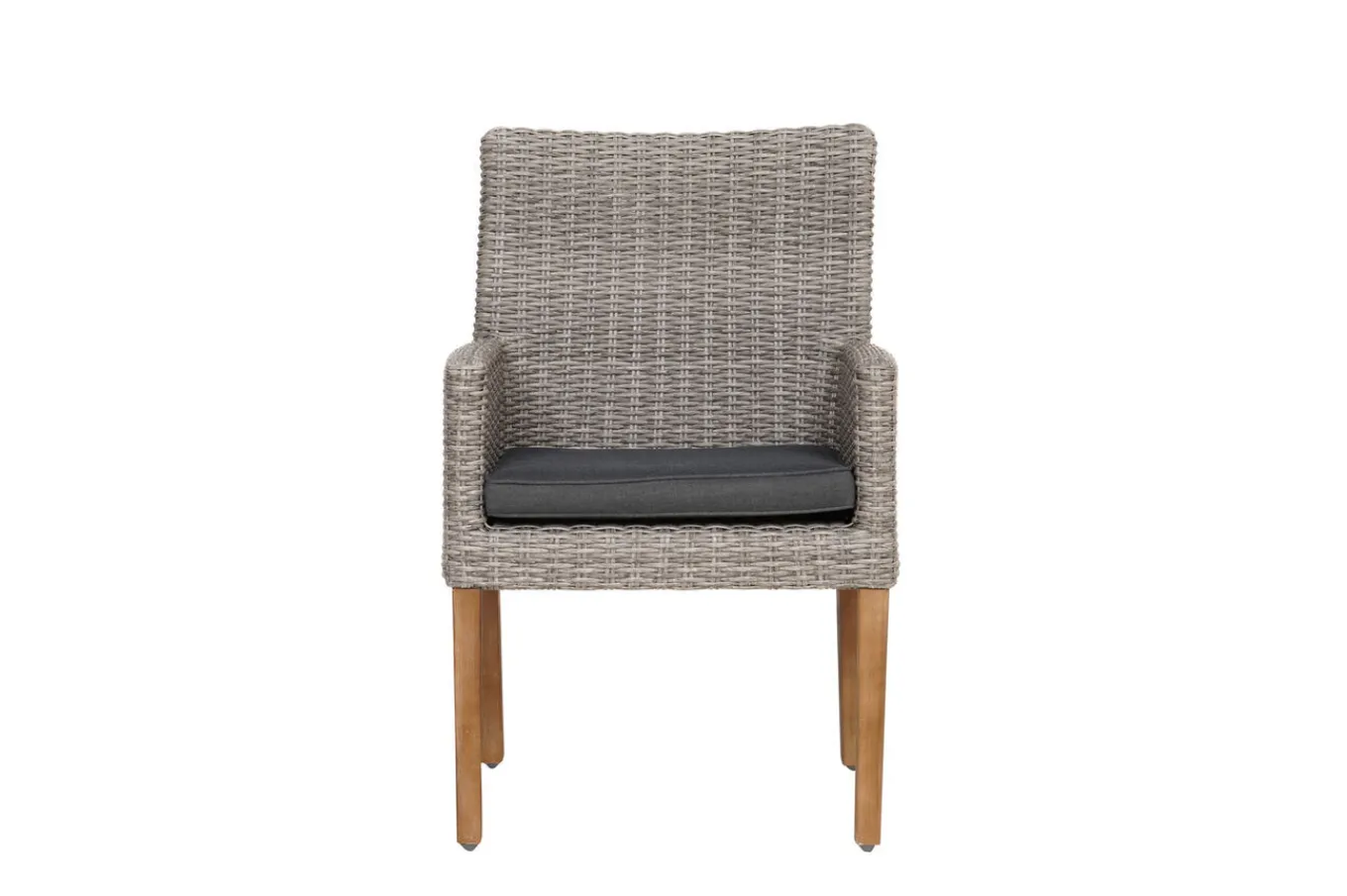 Outlet Kota Landhaussessel, grau-meliert, Alu/Akazie/Polyrattan, 60x65x94 cm, inkl. Auflagen, FSC®-zertifiziertes Produkt Polyrattan-Gartenmöbel|Gartenstühle & Gartensessel