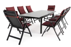 Online Lagos Garten-Essgruppe, 8 Personen, inkl. Auflagen, ausziehbar, 180-240cm, Alu/Textilene Garten-Essgruppen