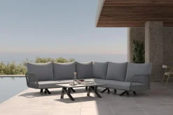 Hot Laguna Gartenlounge, anthrazit/grau, Aluminium/Rope-Geflecht, pulverbeschichtet, inkl. Kissen Gartenlounge|Aluminium-Gartenmöbel