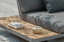 Las Vegas Ecklounge, anthrazit/grau, Alu/Teak, 5 Personen, Tisch 130x95 cm, FSC®-zertifiziertes Produkt Gartenlounge|Aluminium-Gartenmöbel