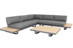 Las Vegas Ecklounge, anthrazit/grau, Alu/Teak, 5 Personen, Tisch 130x95 cm, FSC®-zertifiziertes Produkt Gartenlounge|Aluminium-Gartenmöbel