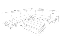 Las Vegas Ecklounge, anthrazit/grau, Alu/Teak, 5 Personen, Tisch 130x95 cm, FSC®-zertifiziertes Produkt Gartenlounge|Aluminium-Gartenmöbel