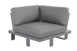 Las Vegas Ecklounge, anthrazit/grau, Alu/Teak, 5 Personen, Tisch 130x95 cm, FSC®-zertifiziertes Produkt Gartenlounge|Aluminium-Gartenmöbel