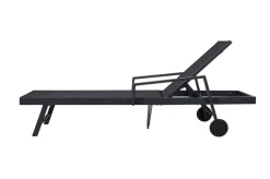 Sale Liegen-Set, anthrazit/bordeaux, Aluminium/Textilene/Polyester, Tisch 40 x 40 cm, 2 Auflagen, mit Rollen, Rückenlehne verstellbar Gartenliegen
