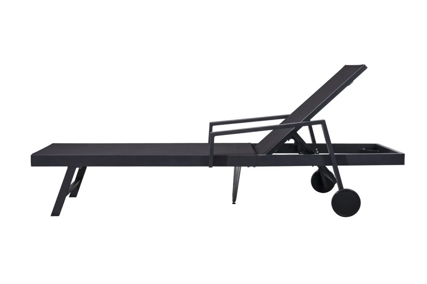 Outlet Liegen-Set, anthrazit, Aluminium/Textilene/Polyester, Tisch 40 x 40 cm, 2 Auflagen, Rückenlehne verstellbar, mit Rollen Aluminium-Gartenmöbel