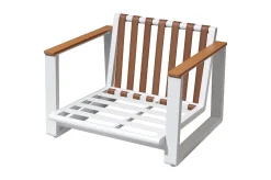 Outlet Loungegarnitur, 4-teilig, beige/weiß, Alu/Holzimitat, Tisch 110 x 60 cm, inkl. Kissen mit Reißverschluss Gartenlounge|Aluminium-Gartenmöbel