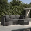Loungegruppe, grau, Polyrattan, 4 Personen, verstellbare Sitzflächen, wasserfeste Kissenbox Polyrattan-Gartenmöbel|Gartenlounge