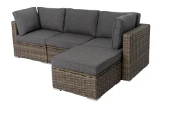 Loungegruppe, grau, Polyrattan, 4 Personen, verstellbare Sitzflächen, wasserfeste Kissenbox Polyrattan-Gartenmöbel|Gartenlounge