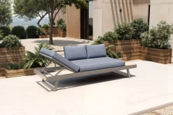 Online Lounge/Liege, silber, Alu/Polyester, verstellbar, hoher Liegekomfort, 230 x 80 cm Gartenliegen|Aluminium-Gartenmöbel