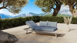 Online Lounge/Liege, silber, Alu/Polyester, verstellbar, hoher Liegekomfort, 230 x 80 cm Gartenliegen|Aluminium-Gartenmöbel
