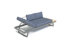 Online Lounge/Liege, silber, Alu/Polyester, verstellbar, hoher Liegekomfort, 230 x 80 cm Gartenliegen|Aluminium-Gartenmöbel