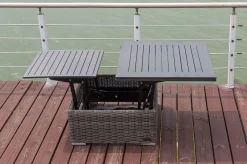 New Loungetisch höhenverstellbar, grau, Polyrattan, 78/157 x 78 x 40/63 cm Gartentische|Gartenlounge