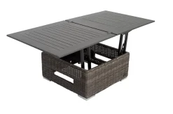 New Loungetisch höhenverstellbar, grau, Polyrattan, 78/157 x 78 x 40/63 cm Gartentische|Gartenlounge