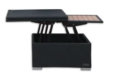Outlet Loungetisch höhenverstellbar, schwarz, Polyrattan, 75/152x75x40/64,5cm Gartentische|Gartenlounge