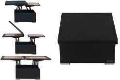 Outlet Loungetisch höhenverstellbar, schwarz, Polyrattan, 75/152x75x40/64,5cm Gartentische|Gartenlounge
