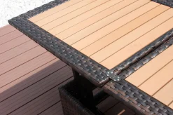 Loungetisch höhenverstellbar, braun-marmoriert, Polyrattan, 75/152x75x40/64,5cm Gartentische|Gartenlounge