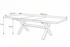 New Louvra Ausziehtisch, anthrazit/Holzoptik, Alu/Keramik, 160/210x100,5cm, Tischplatte aus Keramikfliesen Gartentische