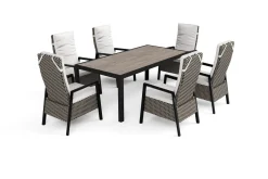 New Louvra Select/Darwin Gartenessgruppe, anthrazit, Alu/Keramik/Polyrattan, 200 x 100 cm, 6 Diningsessel Garten-Essgruppen|Aluminium-Gartenmöbel