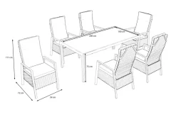 New Louvra Select/Darwin Gartenessgruppe, anthrazit, Alu/Keramik/Polyrattan, 200 x 100 cm, 6 Diningsessel Garten-Essgruppen|Aluminium-Gartenmöbel