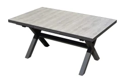 Best Louvra Select Garten-Essgruppe, natur/anthrazit, Polyrattan/Alu, 4 Sessel, Tisch 160/210 x 100 cm Polyrattan-Gartenmöbel|Garten-Essgruppen