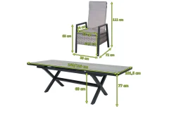 Sale Louvra Select Garten-Essgruppe, natur/anthrazit, Polyrattan/Alu, 6 Sessel, Tisch 160/210 x 100 cm Polyrattan-Gartenmöbel|Garten-Essgruppen