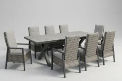 New Louvra Select Garten-Essgruppe, natur/anthrazit, Polyrattan/Alu, Tisch 200/260 x 100 cm, 8 Sessel Polyrattan-Gartenmöbel|Garten-Essgruppen