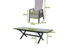 New Louvra Select Garten-Essgruppe, natur/anthrazit, Polyrattan/Alu, Tisch 200/260 x 100 cm, 8 Sessel Polyrattan-Gartenmöbel|Garten-Essgruppen