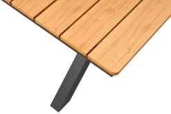 Clearance Luminara Garten-Essgruppe mit LED-Beleuchtung, anthrazit matt/natur, Aluminium / Holzimitat, 240 x 100 cm, 4 Klappstühle Aluminium-Gartenmöbel