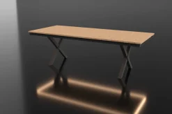 Clearance Luminara Garten-Essgruppe mit LED-Beleuchtung, anthrazit matt/natur, Aluminium / Holzimitat, 240 x 100 cm, 4 Klappstühle Aluminium-Gartenmöbel