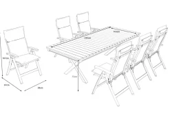 Discount Luminara Garten-Essgruppe mit LED-Beleuchtung, anthrazit matt/natur, Alu/Textilene, Tisch 240 x 100 cm, inkl. 6 Klappstühle Garten-Essgruppen