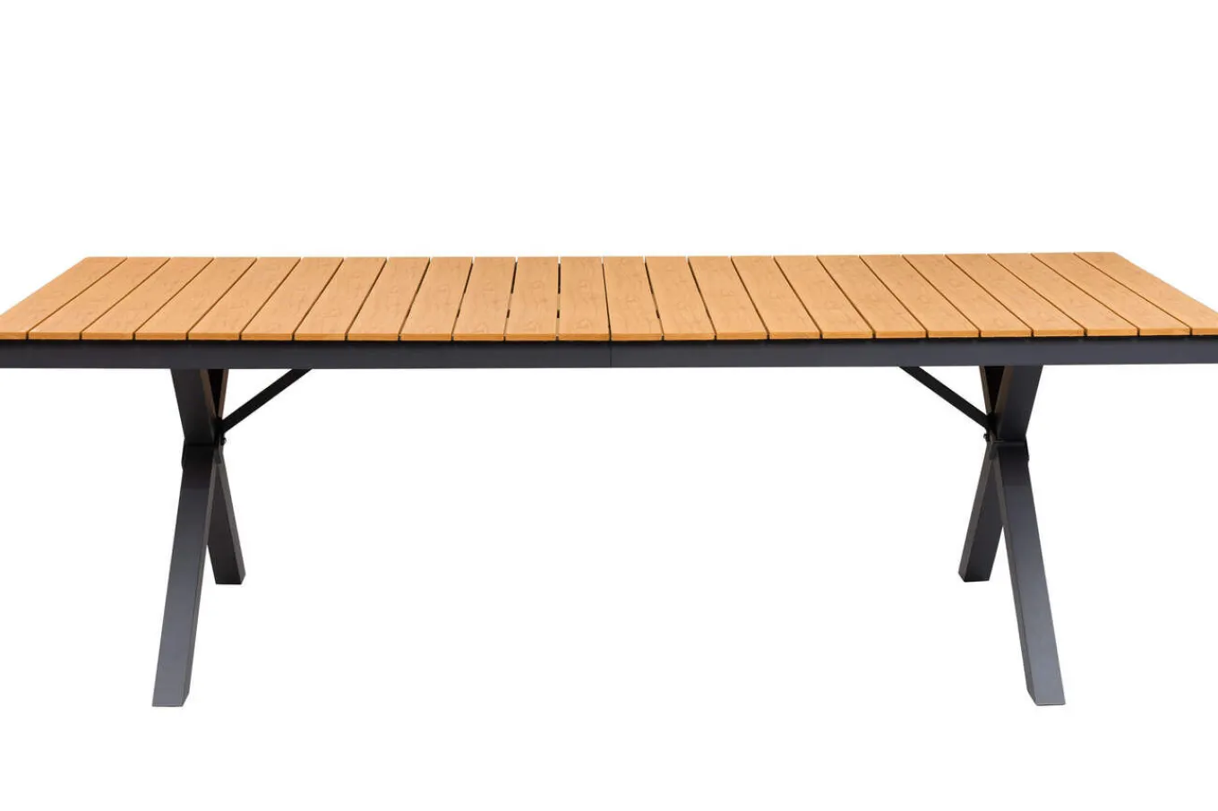 Best Luminara Garten-Essgruppe, anthrazit matt/natur, Alu / Holzimitat / Textilen, 240 x 100 cm, 6 Klappstühle, Tischplatte mit LED-Beleuchtung Garten-Essgruppen