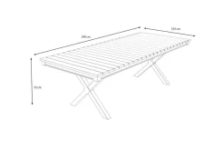 Online Luminara LED-Esstisch, anthrazit/natur, Aluminium/Holzimitat, 240 x 100 cm, X-Gestell, pulverbeschichtet, mit beleuchtetem Tischrahmen Gartentische