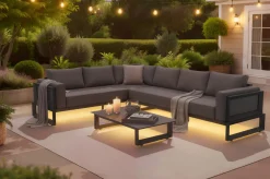 Online Luminara LED-Gartenlounge für 5-6 Personen, anthrazit/dunkelgrau, Alu/Polyester, pulverbeschichtet, beleuchtet Gartenlounge
