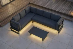 Online Luminara LED-Gartenlounge für 5-6 Personen, anthrazit/dunkelgrau, Alu/Polyester, pulverbeschichtet, beleuchtet Gartenlounge