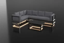 Online Luminara LED-Gartenlounge für 5-6 Personen, anthrazit/dunkelgrau, Alu/Polyester, pulverbeschichtet, beleuchtet Gartenlounge