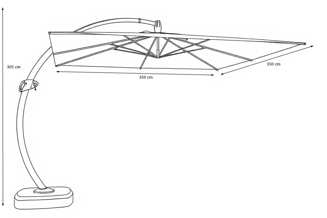 Luxus Ampelschirm, anthrazit, Edelstahl/Aluminium, 350 x 350 cm, inkl. Schirmständer und Schutzhülle Sonnenschirme