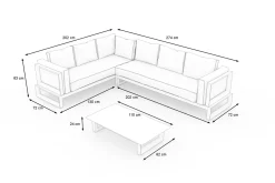 Best Manhattan Ecklounge, grau/silber, Alu/Polyester, inkl Beistelltisch, witterungsbeständig Gartenlounge