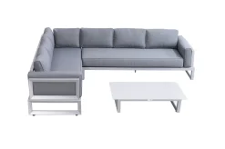 Best Manhattan Ecklounge, grau/silber, Alu/Polyester, inkl Beistelltisch, witterungsbeständig Gartenlounge