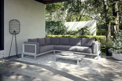 Best Manhattan Ecklounge, grau/silber, Alu/Polyester, inkl Beistelltisch, witterungsbeständig Gartenlounge