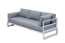 Best Manhattan Ecklounge, grau/silber, Alu/Polyester, inkl Beistelltisch, witterungsbeständig Gartenlounge