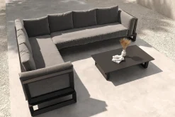 Best Manhattan Garten-Ecklounge, 6 Personen, inkl. Beistelltisch, Aluminium/Polyester Gartenlounge