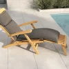 Matera Gartenliege, naturbelassen/anthrazit, Teak/Polyester, 165 x 58 cm, klappbar, mit Fußkappen, UV-beständig Gartenliegen