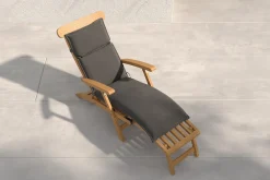 Matera Gartenliege, naturbelassen/anthrazit, Teak/Polyester, 165 x 58 cm, klappbar, mit Fußkappen, UV-beständig Gartenliegen