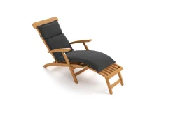 Matera Gartenliege, naturbelassen/anthrazit, Teak/Polyester, 165 x 58 cm, klappbar, mit Fußkappen, UV-beständig Gartenliegen