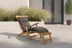 Matera Gartenliege, naturbelassen/anthrazit, Teak/Polyester, 165 x 58 cm, klappbar, mit Fußkappen, UV-beständig Gartenliegen