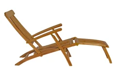 Online Matera Gartenliege, natur/bordeaux, Teakholz/Polyester, 165 x 58 cm, klappbar, witterungsbeständig, mit Fußkappen Gartenliegen