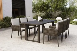 Mermaid Garten-Essgruppe, anthrazit, Alu/Rope, 6 Personen, inkl. Sitz- und Rückenkissen, Tisch 200x90 cm Polyrattan-Gartenmöbel|Garten-Essgruppen