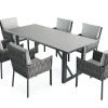 Discount Mermaid Garten-Essgruppe, anthrazit, Alu/XL Geflecht, 7-teilig, inkl. Sitz- und Rückenkissen, Tisch 200x90 cm Polyrattan-Gartenmöbel|Garten-Essgruppen