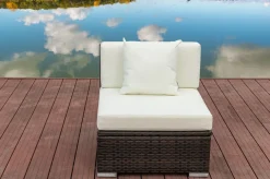 Outlet Mittelelement, braun marmoriert, Polyrattan, 70 x 85 x 70 cm, wasserfeste Kissenbox Polyrattan-Gartenmöbel|Gartenlounge